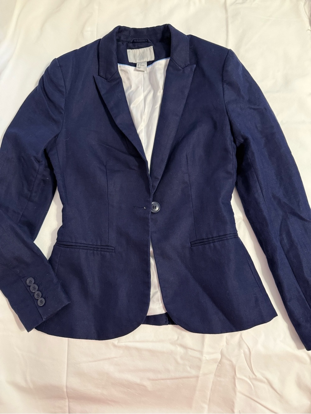 H&M Fitted Blazer in Dark Blue